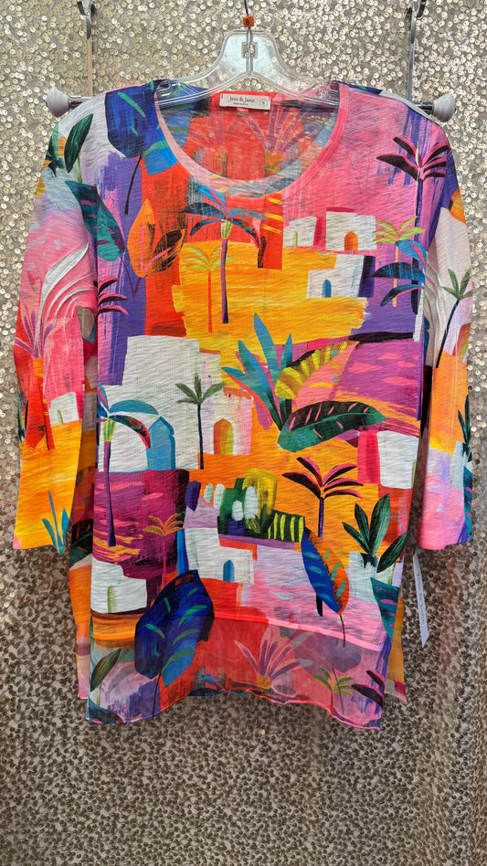 JJ CANCUN TUNIC WITH CHIFFON CONTRAST