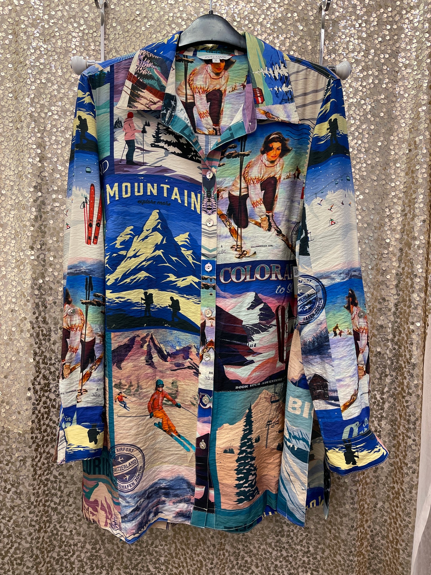 JM NOVELTY TRAVEL BUTTON FRONT TUNIC