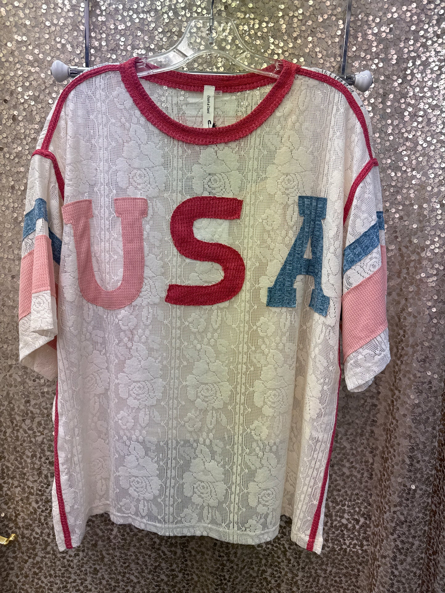 D&D USA PATCHWORK LACE TOP W/TANK