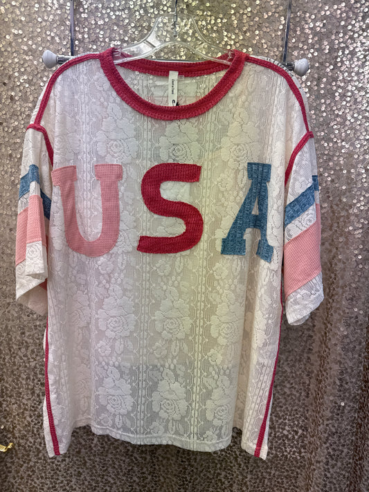 D&D USA PATCHWORK LACE TOP W/TANK