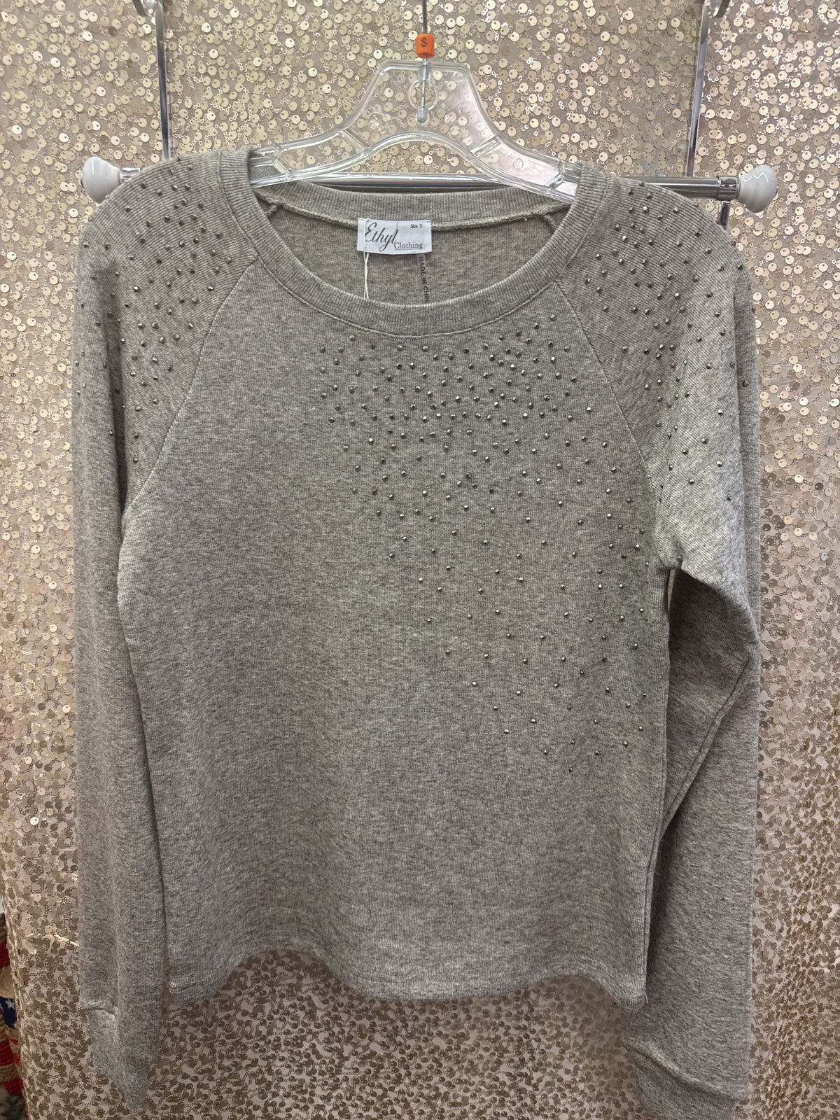 ETHYL SWEATSHIRT GREY W/BLING