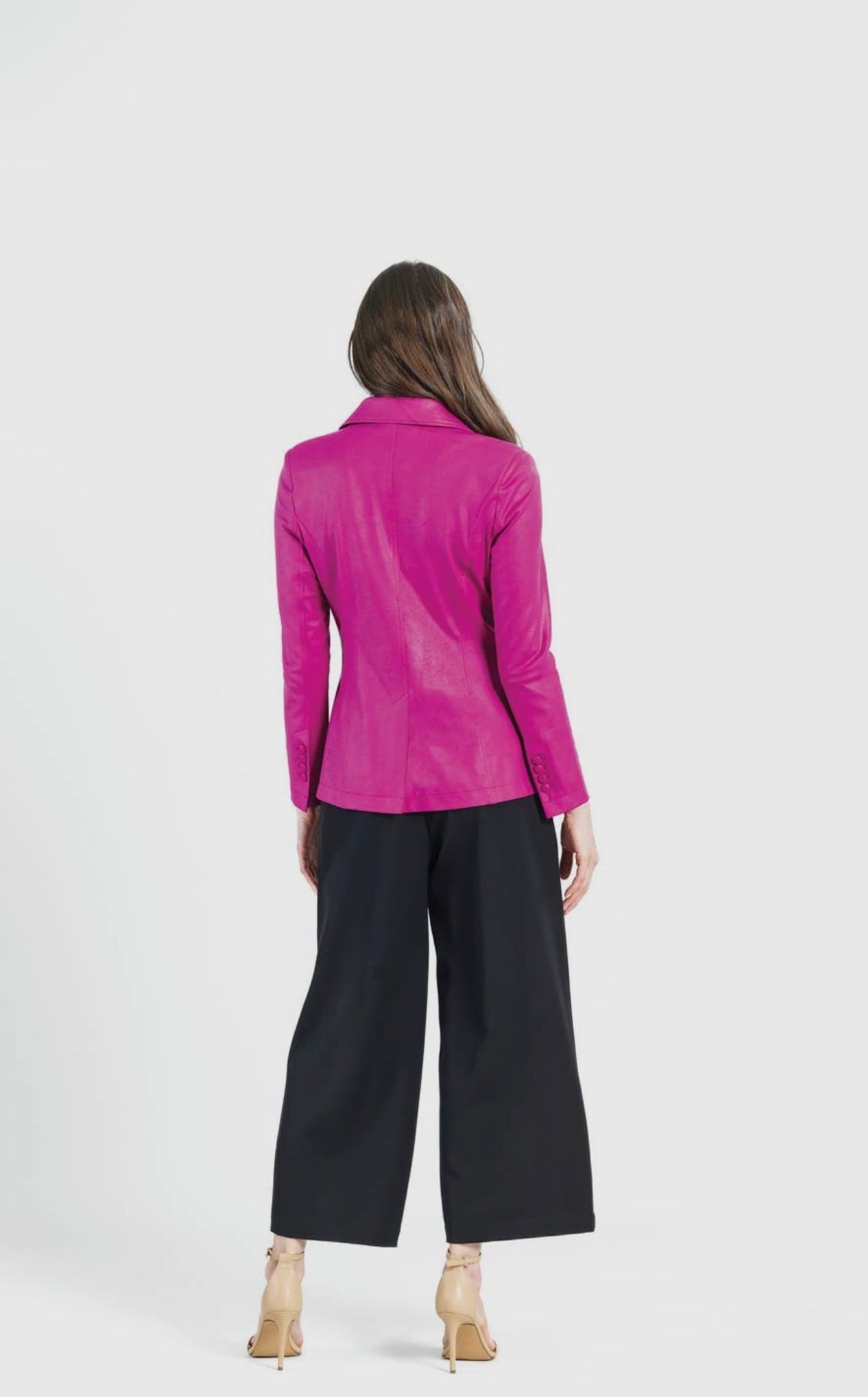 MAGENTA LIQUID LEATHER BLAZER