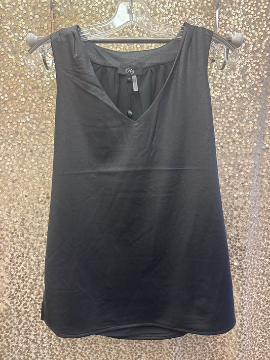 OR BLK V NECK S/L TOP LEATHER LOOK