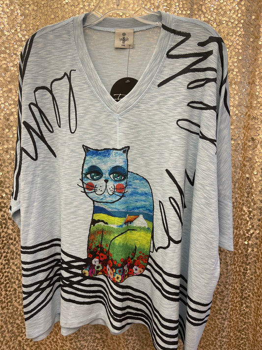 IN ONE/SIZE DOLMAN SLEEVE QUINCY TOP SKY BLUE