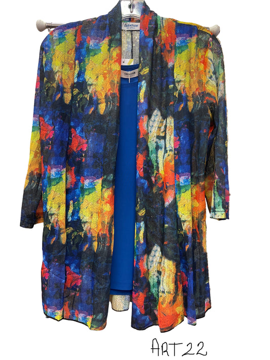 CREATIONS ART ATTACK CARDIGAN & TANK SET