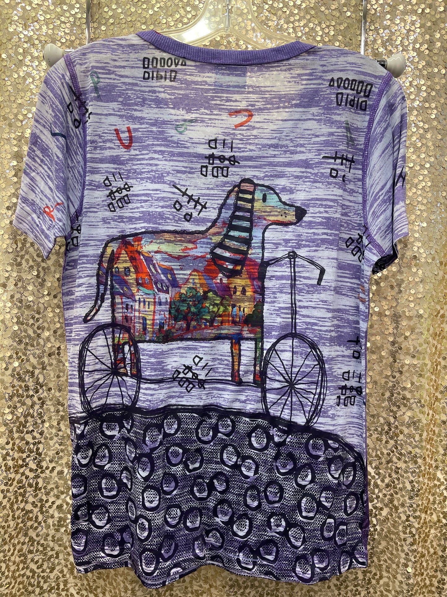 IN MABELS BIKE RIDE S/S STRAIGHT PURPLE DYE TOP