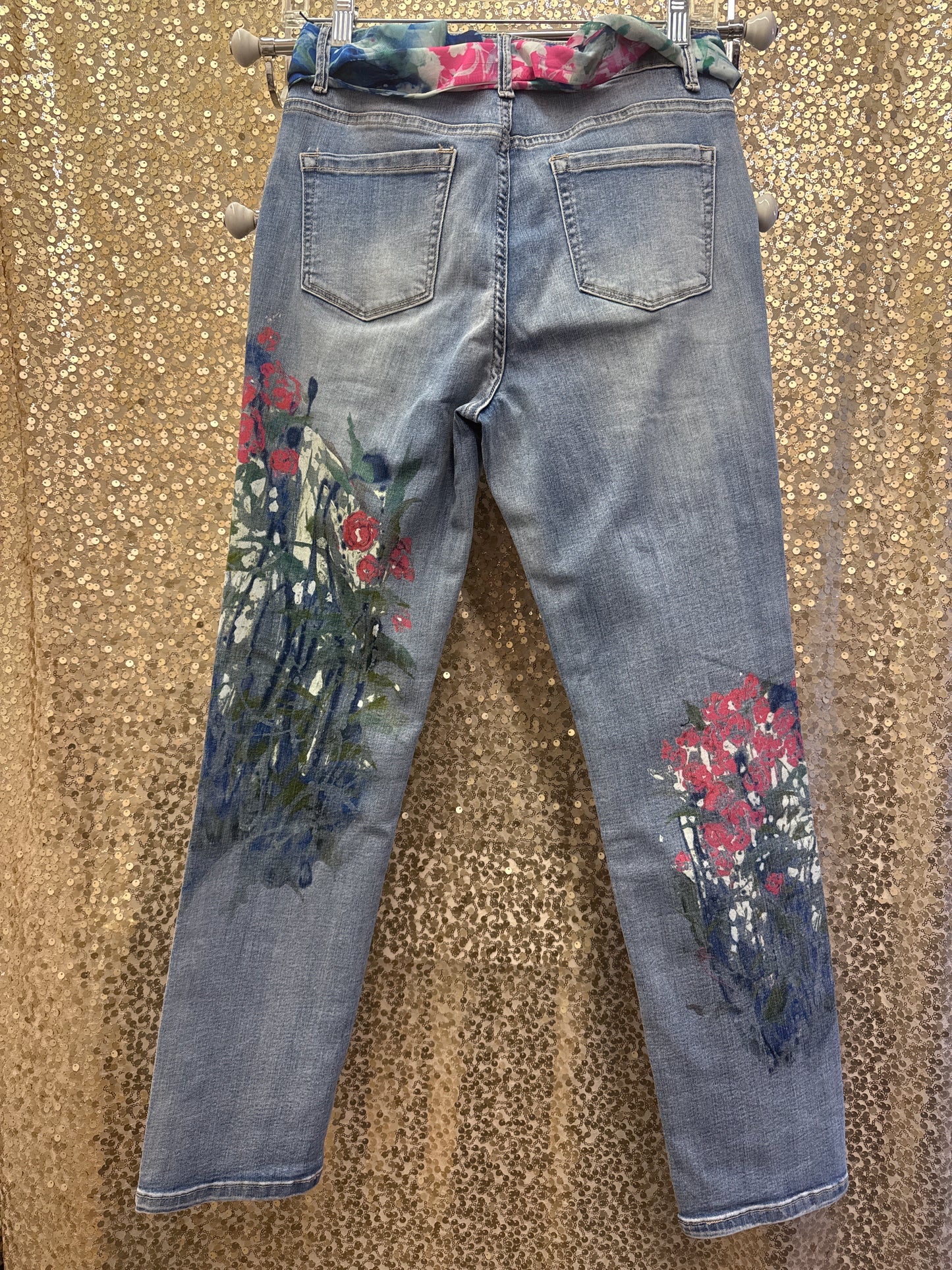 CD RETURN OF A OLD FRIEND PINK FLORAL PAINTED JEAN