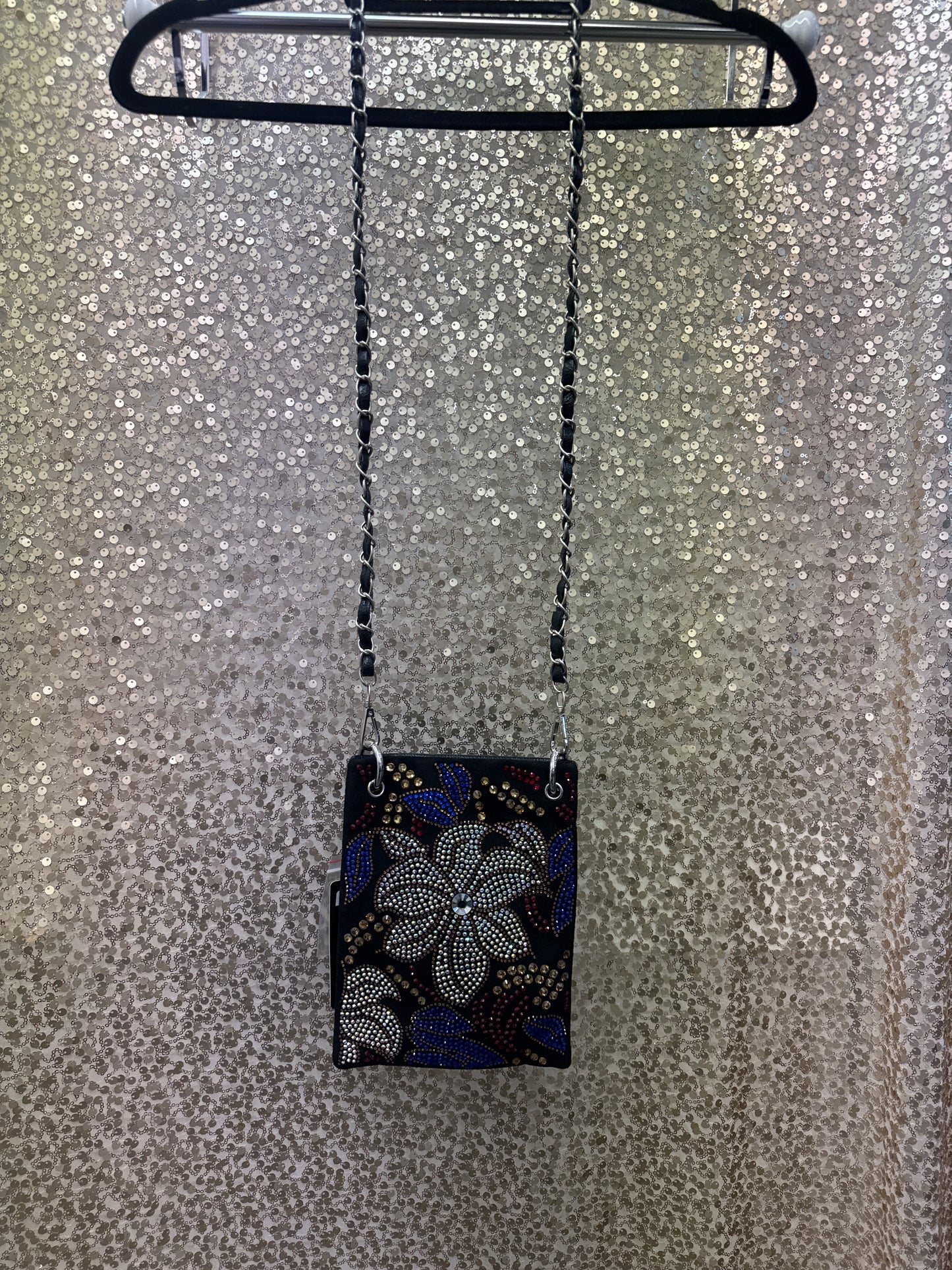 HANDBAG EXPRESS COLORFUL RHINESTONE FLORAL CROSSBODY