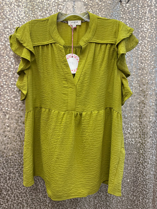 UMGEE AVOCADO TOP WITH RUFFLE CAP SLEEVE