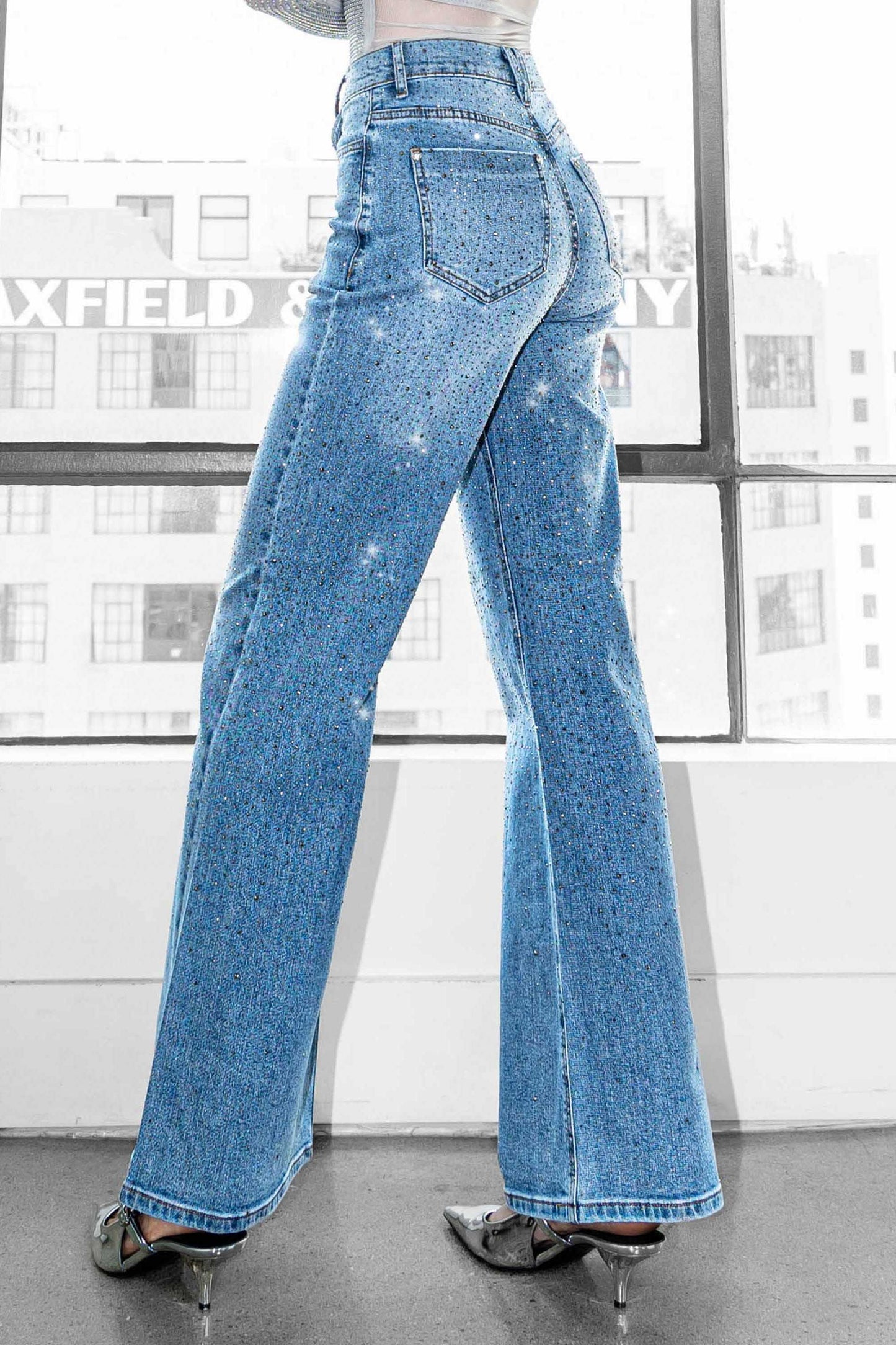 RHINESTONE DENIM JEANS