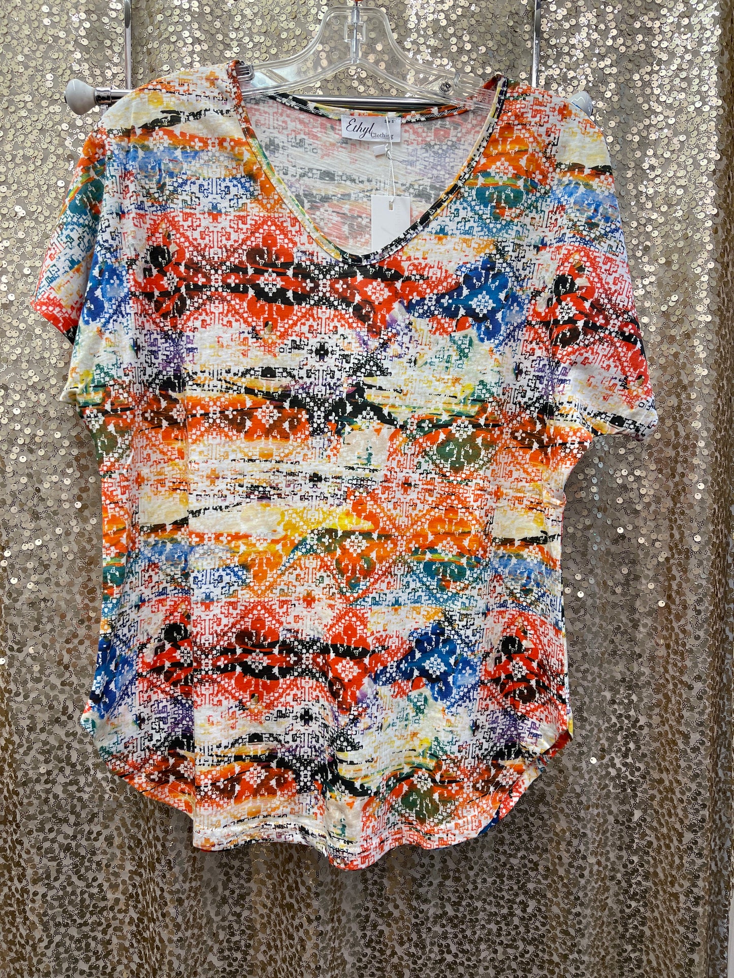 ETHYL KNIT MULTIPLE PRINT TOP THANKFUL