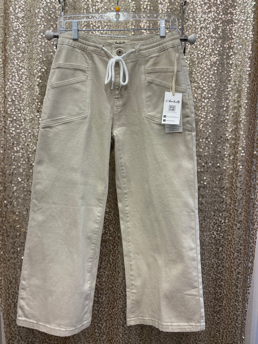 CB DRAWSTRING WIDE LEG COLORED TWILL PANT W/PATCH POCKET