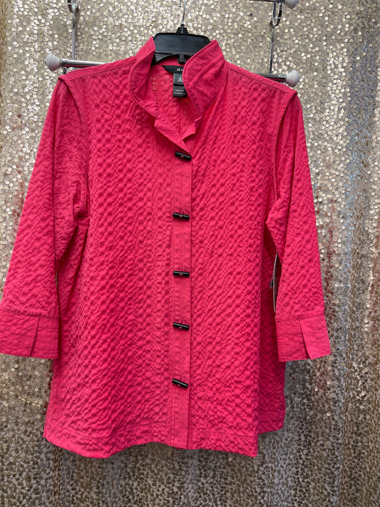 AM FUSCHIA WIRE NECK COLLAR BUTTON FRONT TOP