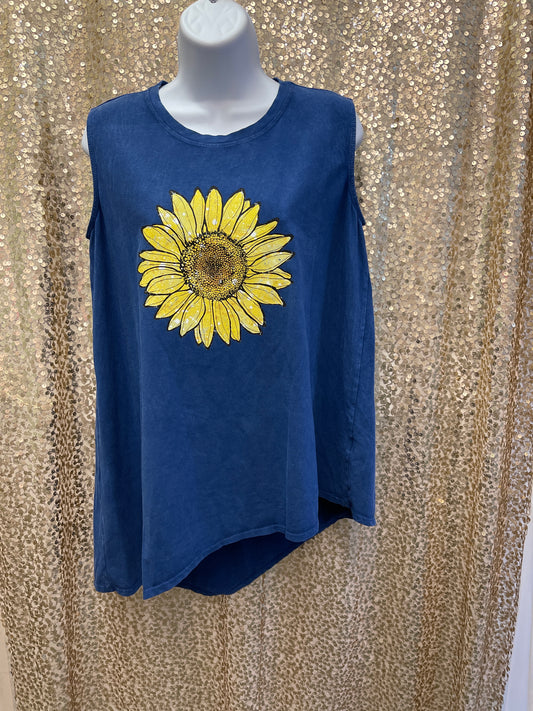 DOODLES BY INOAH GOLDIE SUNFLOWER TOP SLEEVELESS