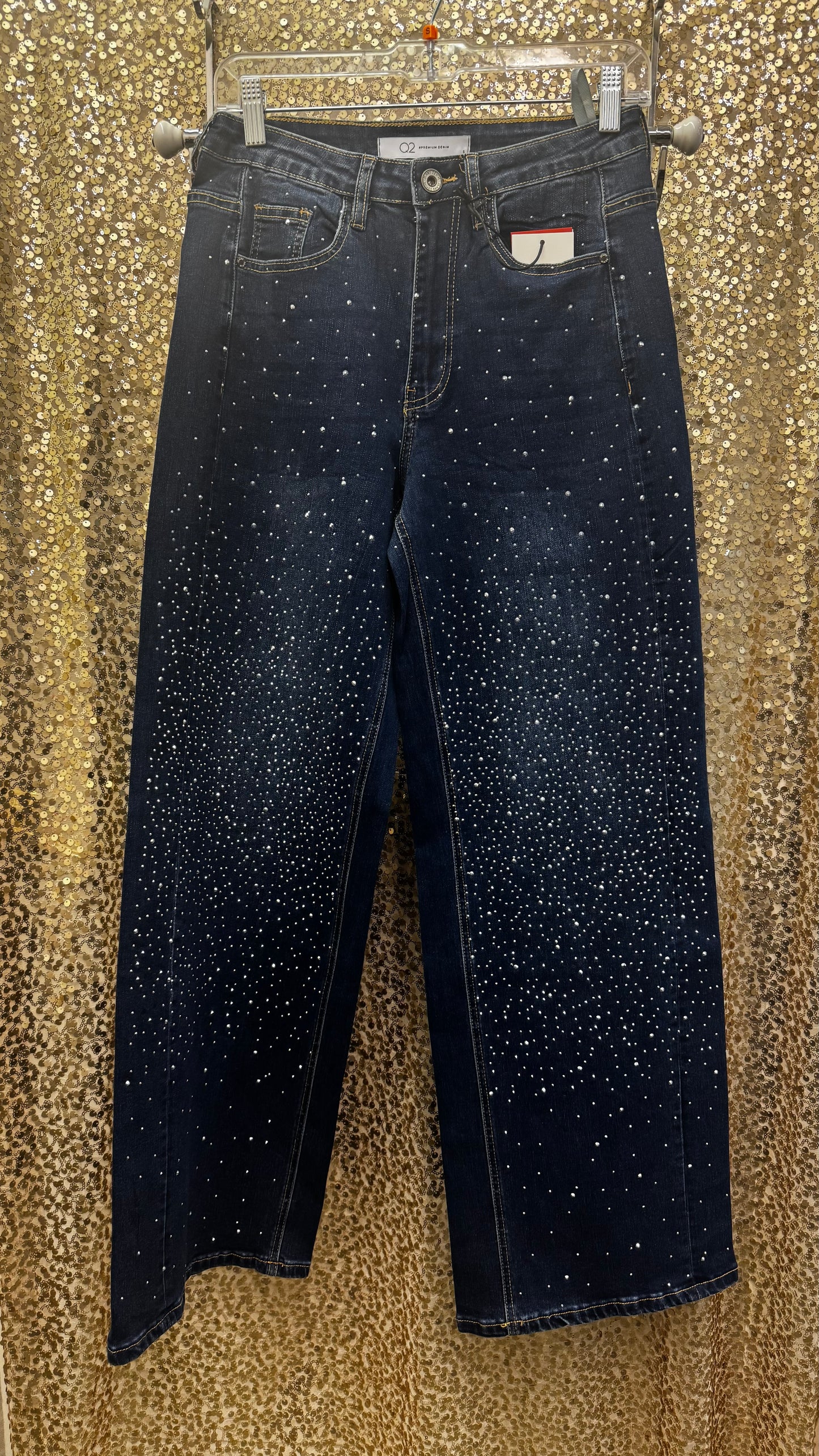 Q2 STRAIGHT LEG RHST EMB JEANS