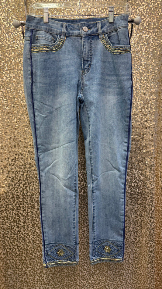 ORLY DENIM PANTS WITH SEQUIN DETAILLING