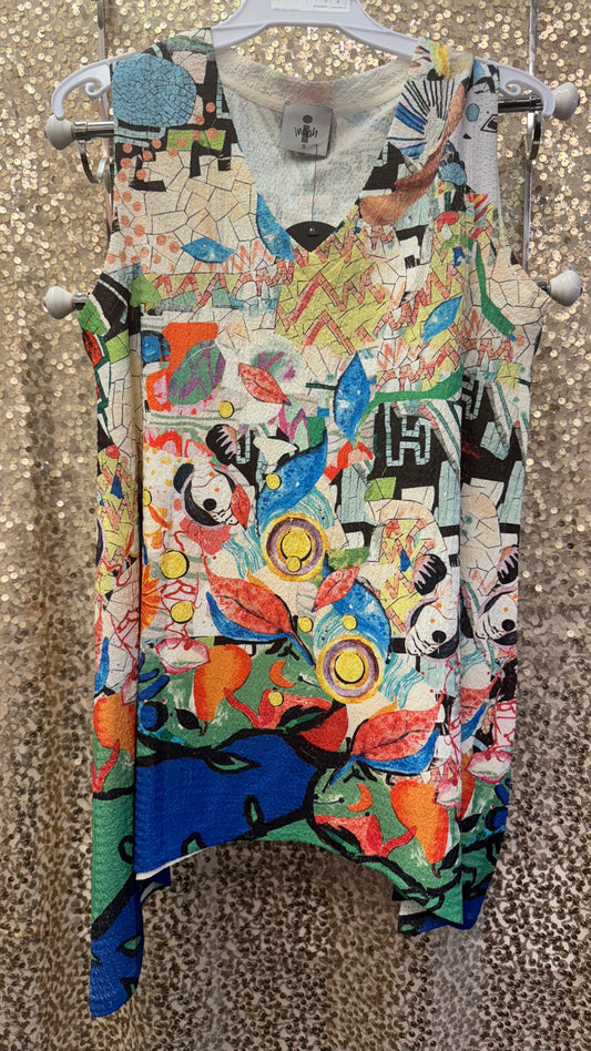 INOAH V-NECK SHARKBITE TOP MOSAIC ART