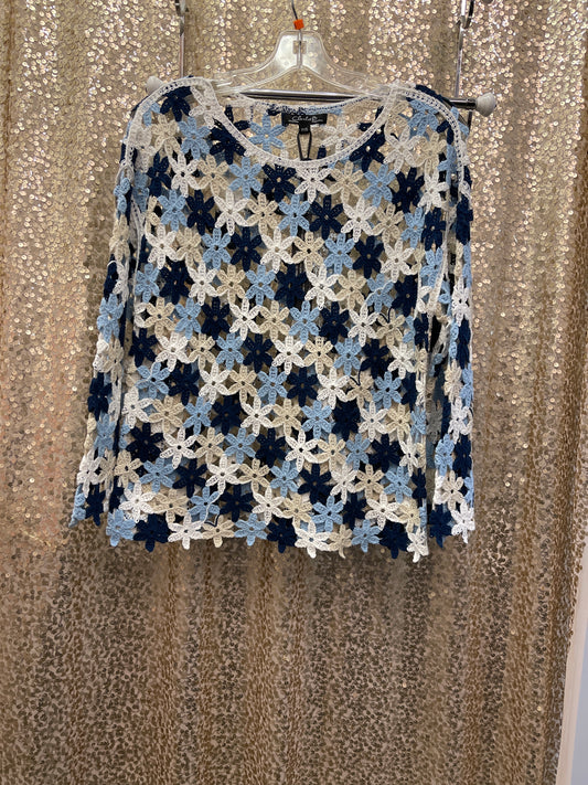 CB 3/4 SLEEVE CROCHET FLOWER BLOUSE
