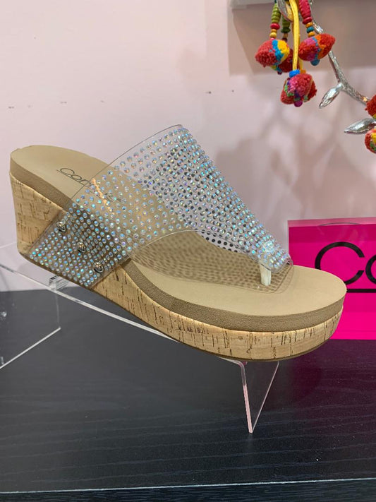 CORKY'S FLIRTY  CLEAR RHINESTONE WEDGE