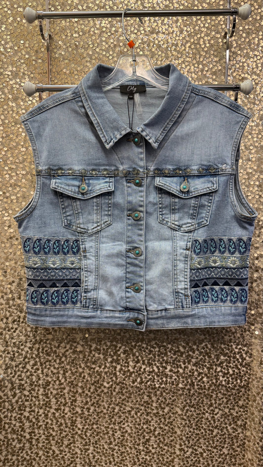 ORLY EMBROIDERED DENIM VEST