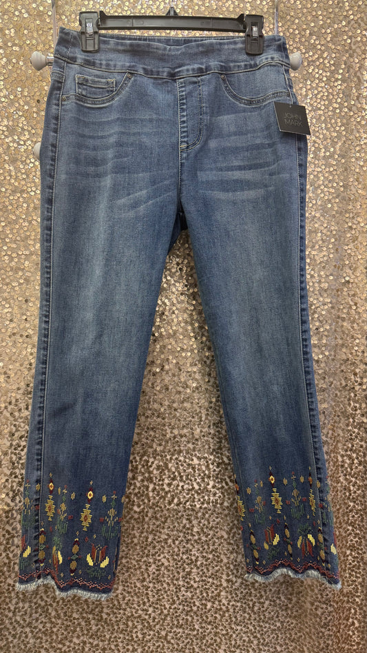 JM 5 POCKET JEAN W/BEADED DETAILS & FRAYED