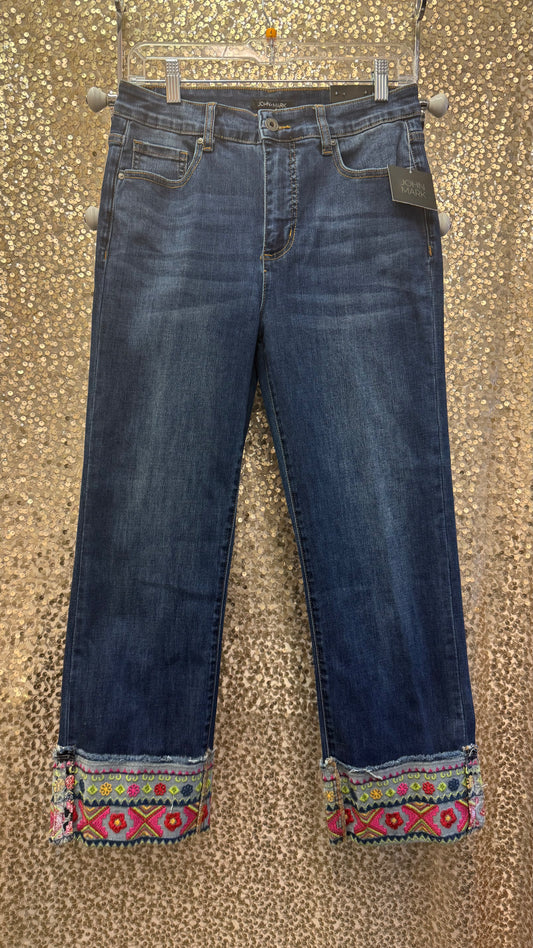 JM 5 POCKET PANT FOLDED HEM W/EMBRODIERY