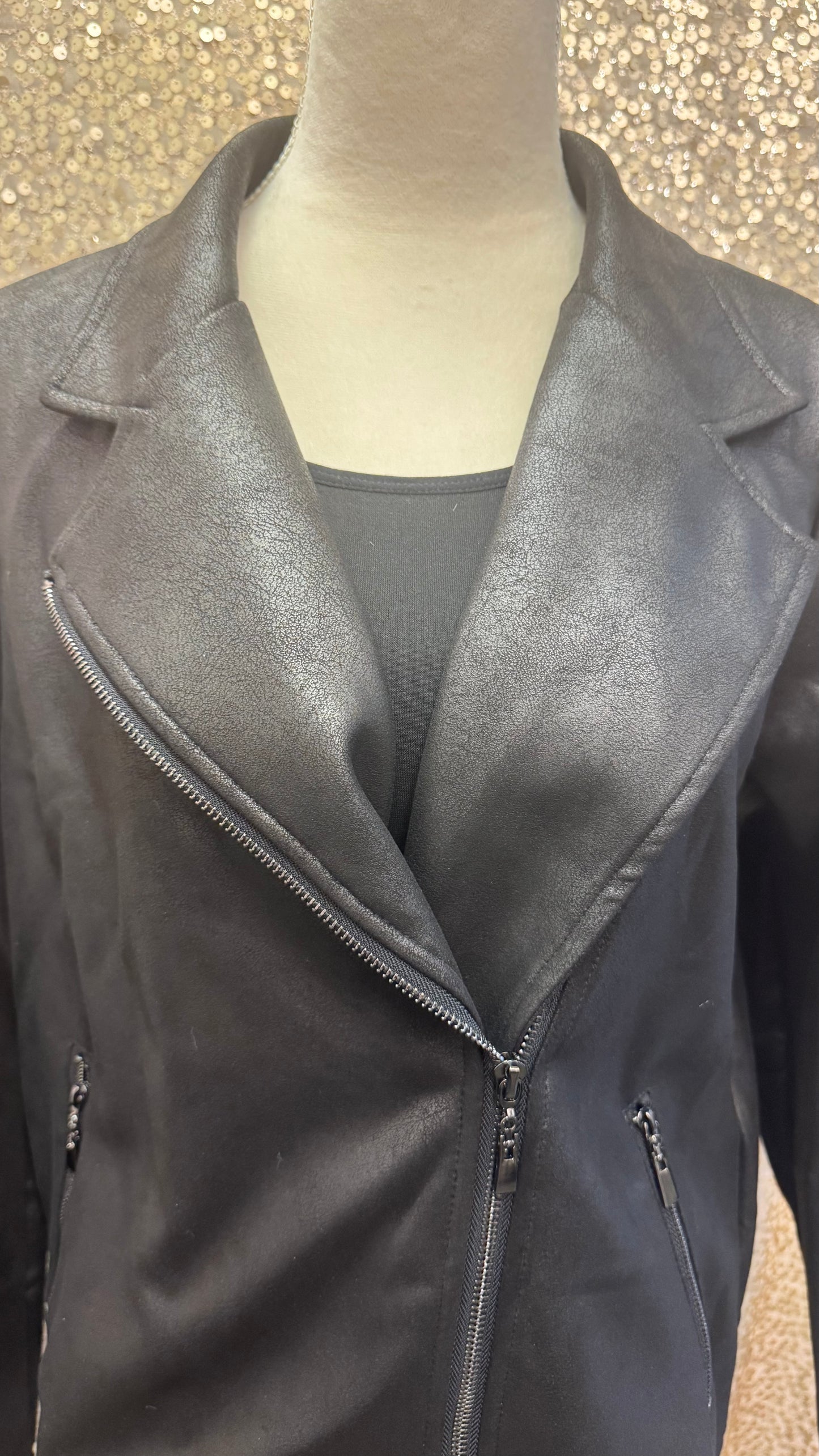 CREATIONS ASYM ZIP LEATHER JACKET