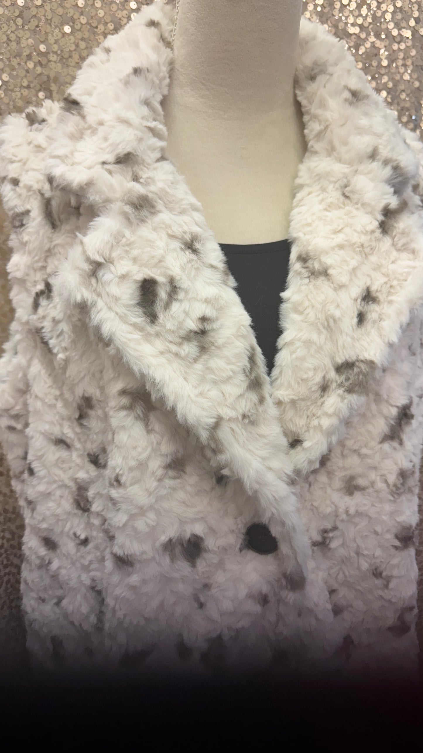 CREATIONS LONG BUTTON DOWN FUR VEST