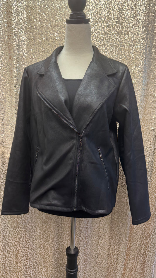 CREATIONS ASYM ZIP LEATHER JACKET
