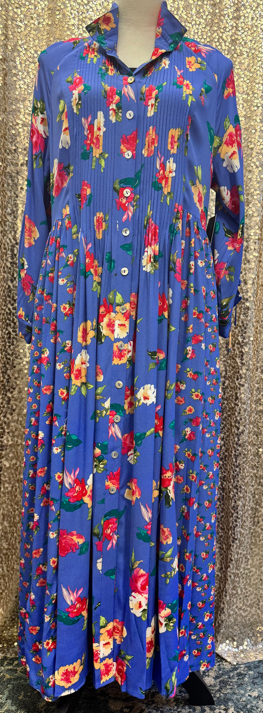 JM MIX PRINT BUTTON FRONT DRESS WITH CINCH TIE SLEEVES