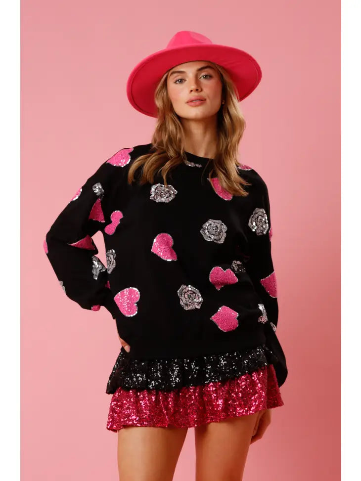 Hearts and Roses Pullover