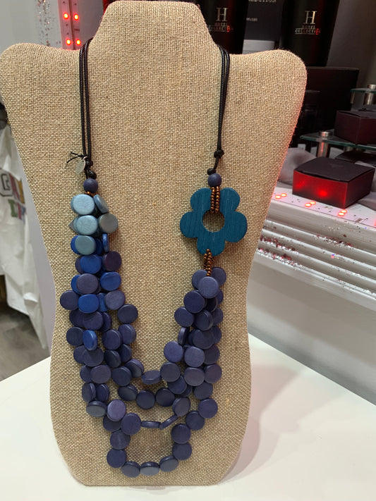 MULTI STRAND CAMBRIDGE BLUE  NECKLACE