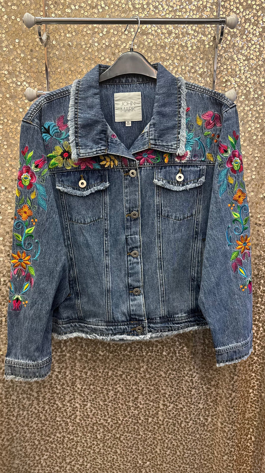 JM EMBRODERY DENIM JKT W/FRAYING