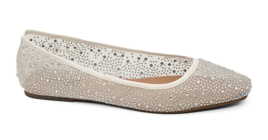 CORKYS ITS A VIBE WHITE RHINESTONE BALLET FLAT