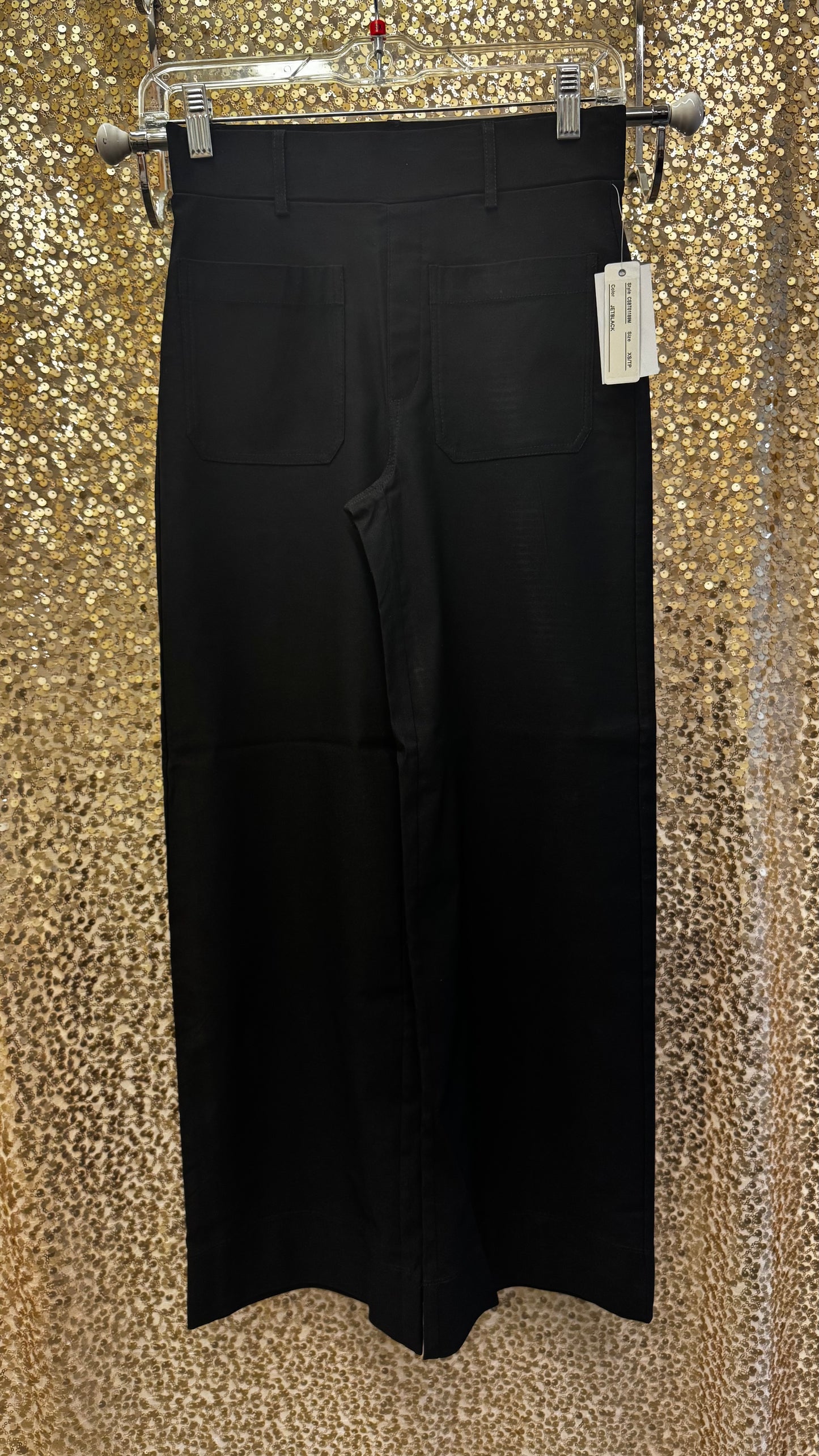 SOLID PKT WIDE LEG CROP KNIT TROUSER