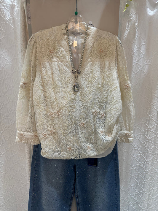 LACE MANDARIN COLLAR TUNIC
