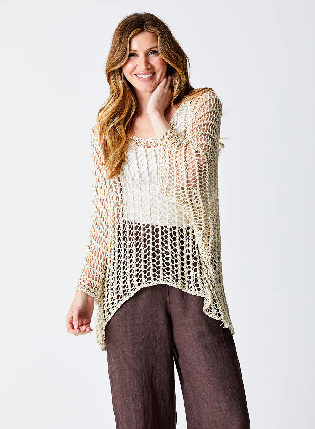 SD JOSE ROUND NECK OPEN KNIT SWEATER