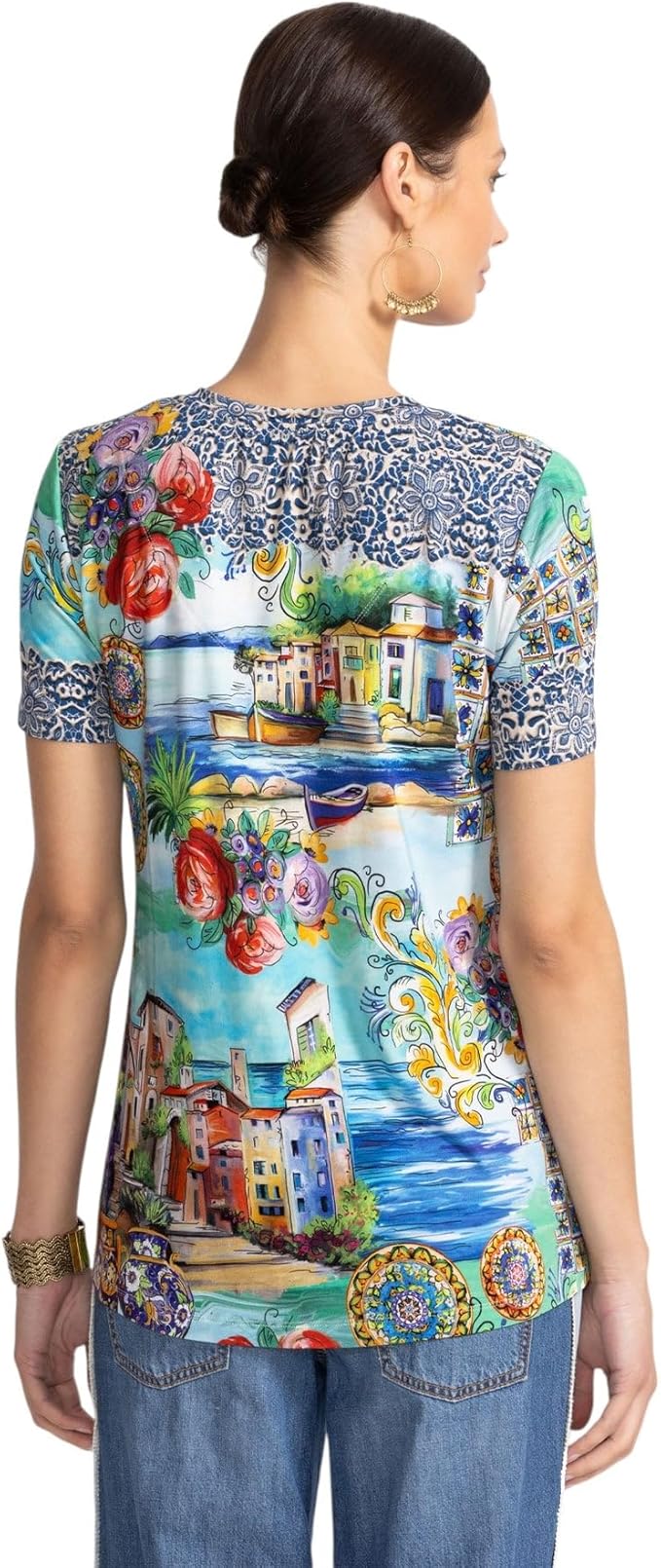 JW THE JANIE FAVORITE SHORT SLEEVE V-NECK TOP
