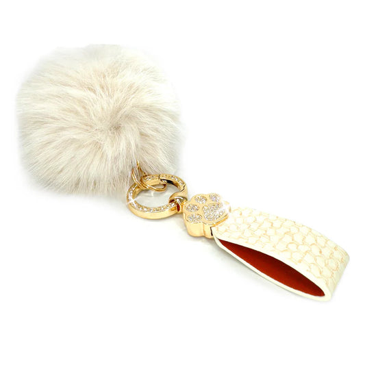 JK FAUX FUR FANTASY PAW PRINT KEYCHAIN