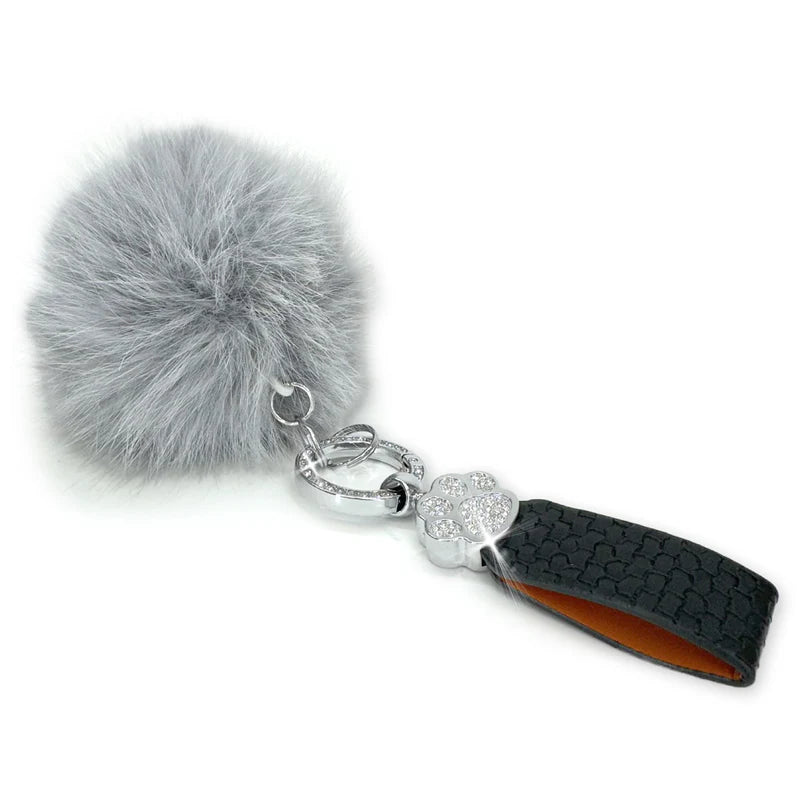 JK FAUX FUR FANTASY PAW PRINT KEYCHAIN