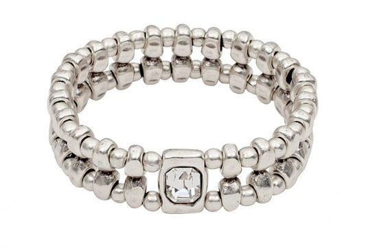 PEWTER STRETCH BR WITH SMALL CRYSTAL