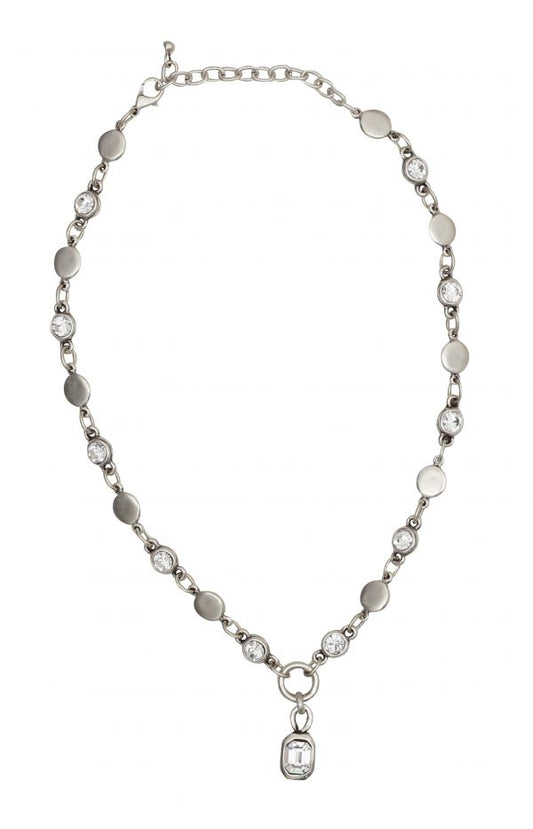 PEWTER BOHO NK W/CLEAR CRYSTALS