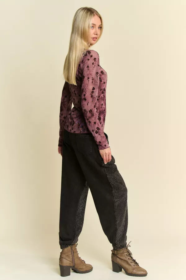 RHINESTONE FRONT BLACK JOGGER