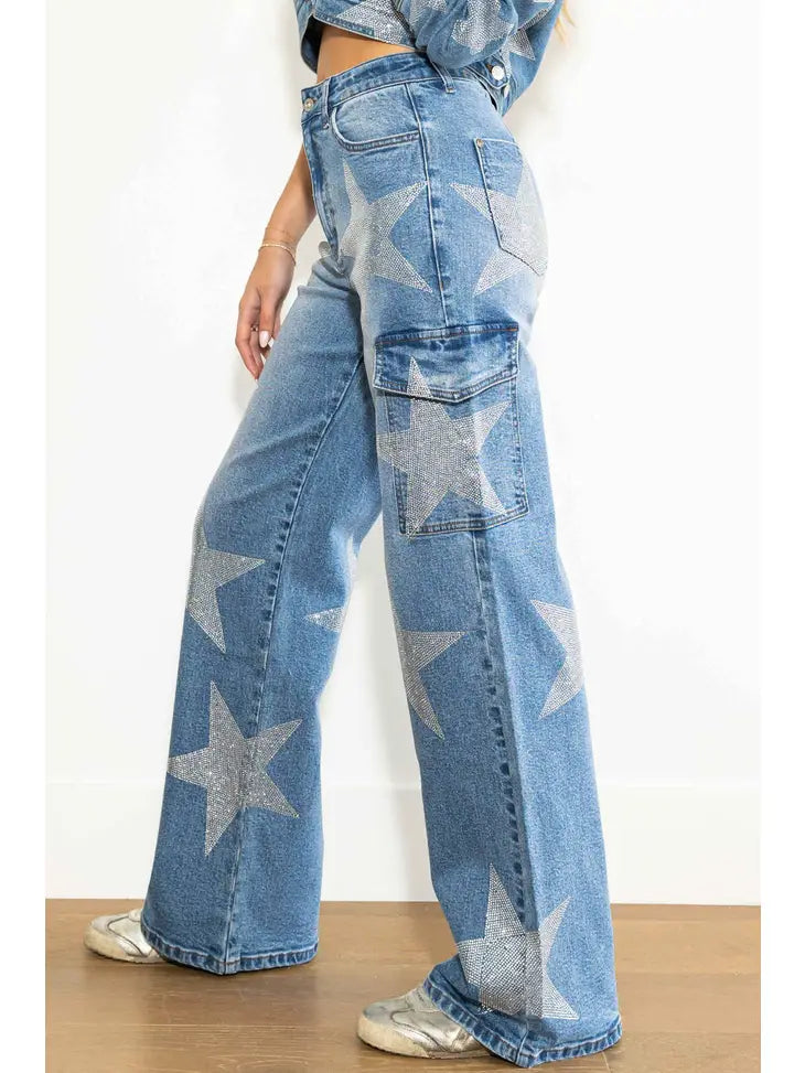 RHINESTONE STAR DENIM JEAN