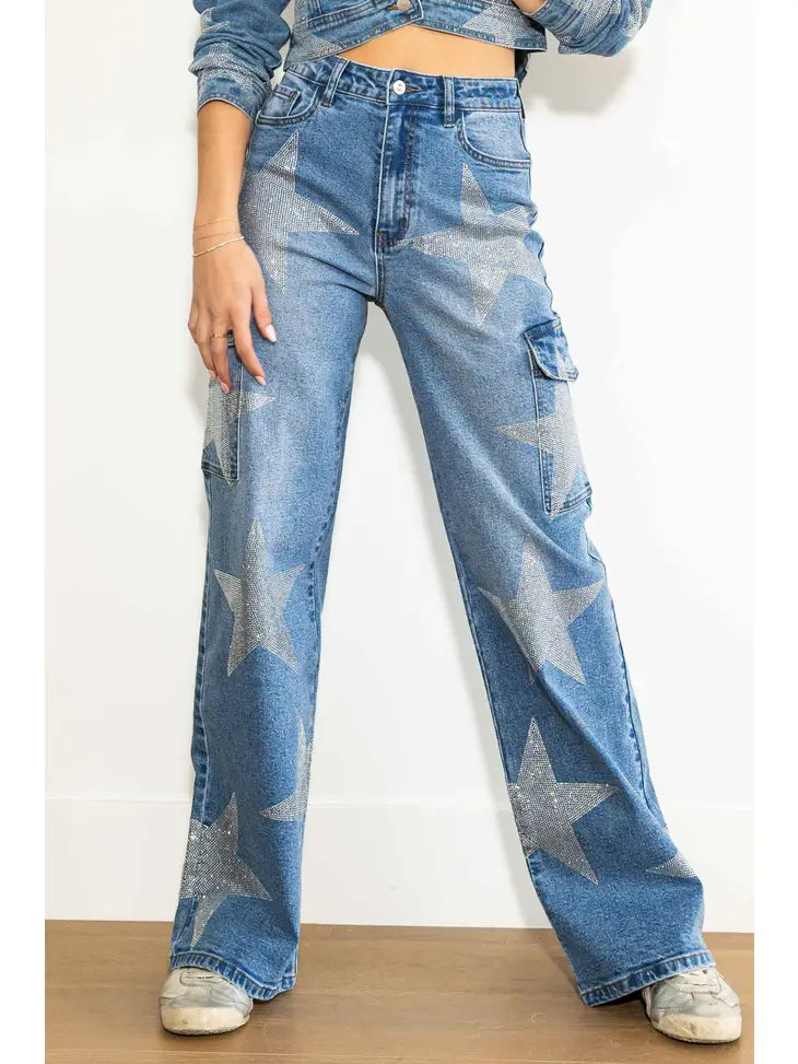 RHINESTONE STAR DENIM JEAN
