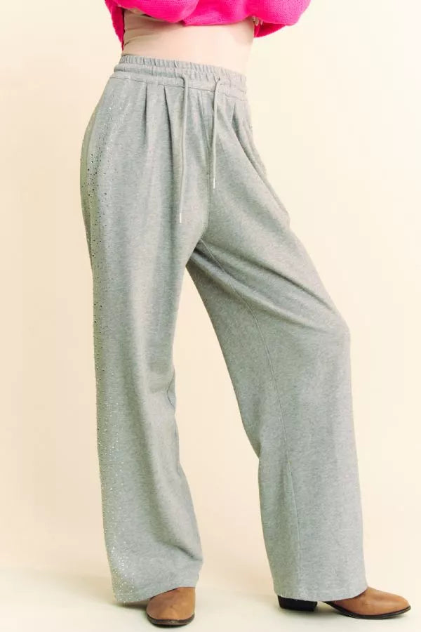 RHINESTONE SIDE SWEAT PANT
