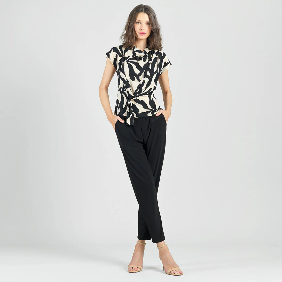 CSW LEAF PRINT DRAPE NECK TOP