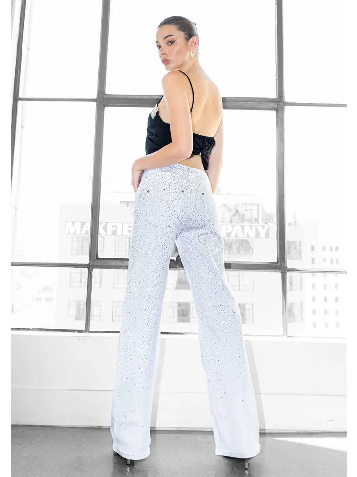 RHINESTONE DENIM JEANS