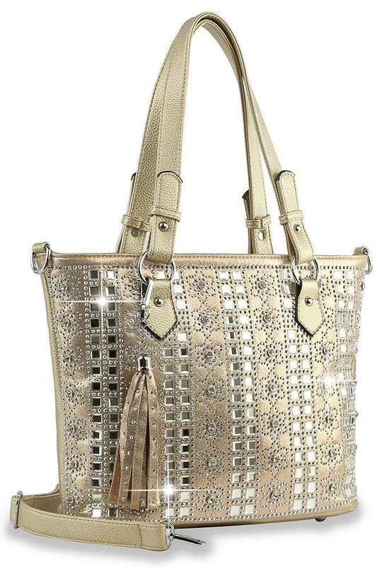 Rhinestone Bling Pattern Tote Handbag