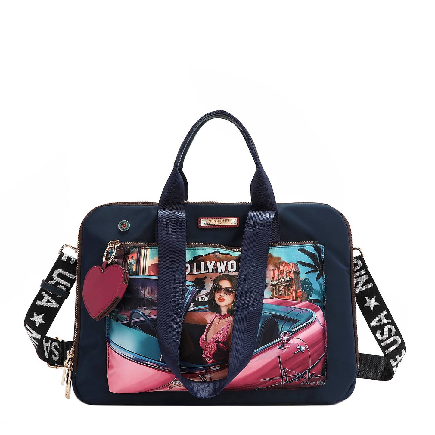 NICOLE LEE NYLON HEART LAPTOP BAG